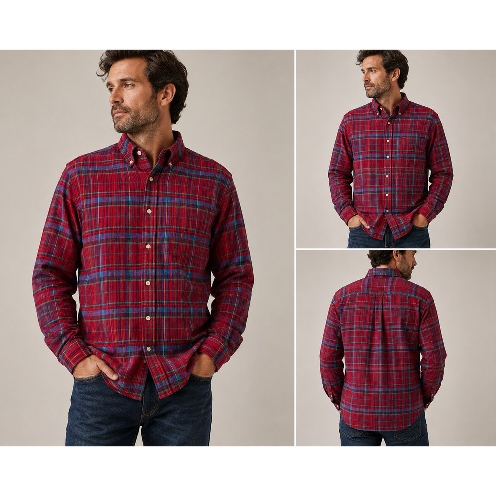 Vintage Pendleton Dry Clean Only Plaid Wool Shirt Jacket Men's 2XL Red Blue USA